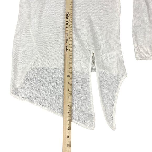 White + Warren 100% Linen Knotted Top Crewneck White Sz XS - Picture 9 of 11